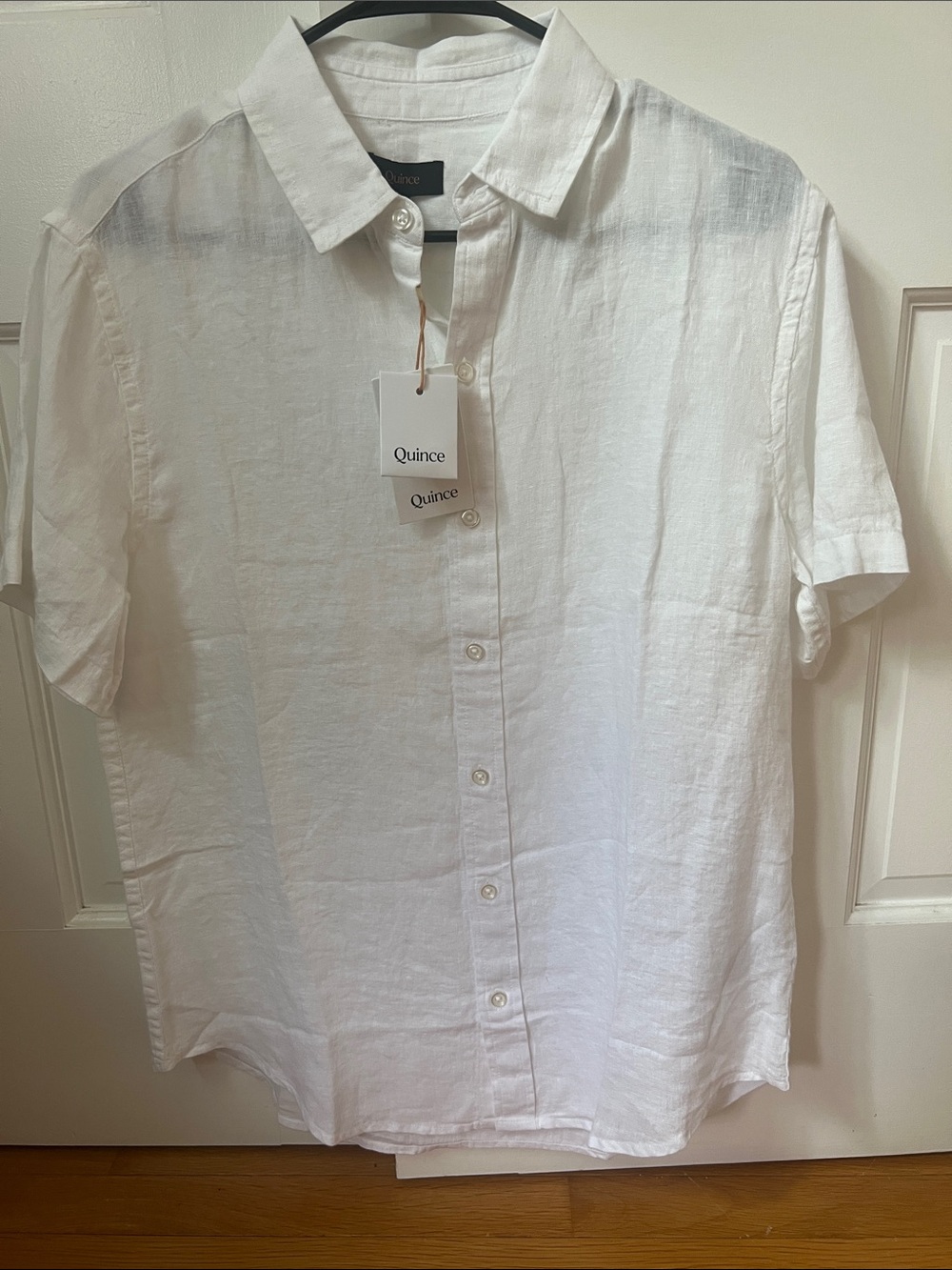 Quince Men’s White Short-Sleeve Linen Button-Down Shirt